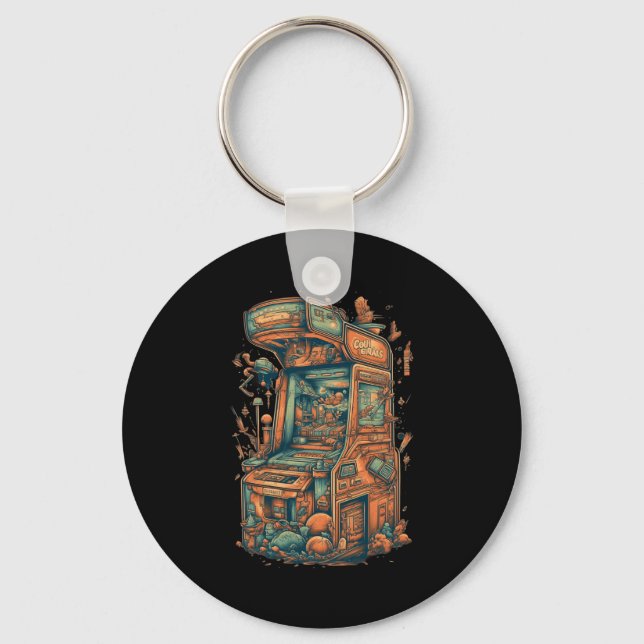 Retro Arcade Gamer Clic Gaming Arcade Machine  Key Ring (Front)