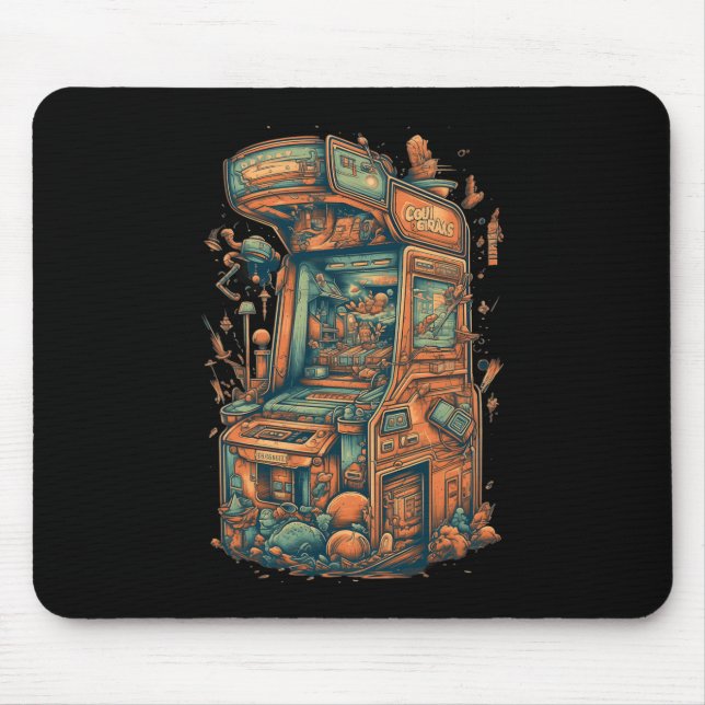 Retro Arcade Gamer Clic Gaming Arcade Machine  Mouse Mat (Front)