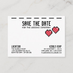 retro arcade GAMER WEDDING save the date RED LOVE Enclosure Card