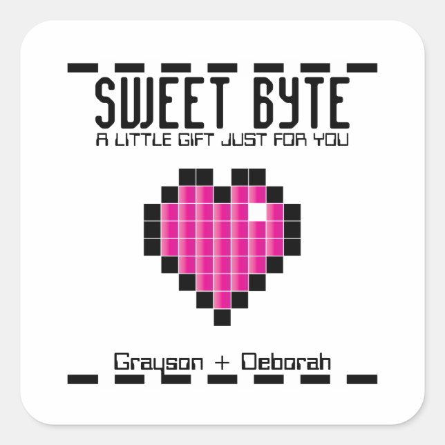 retro arcade GAMER WEDDING shower PINK favour Square Sticker (Front)