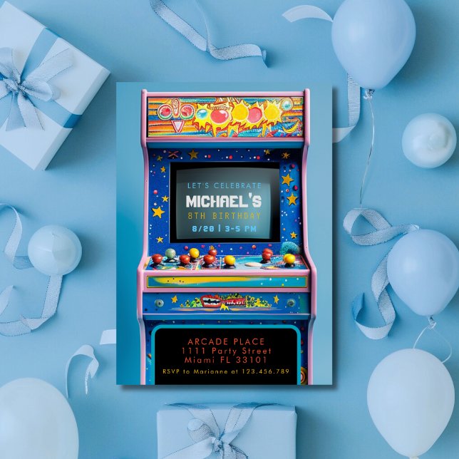 Retro Arcade Gaming Birthday Party Invitation (Creator Uploaded)