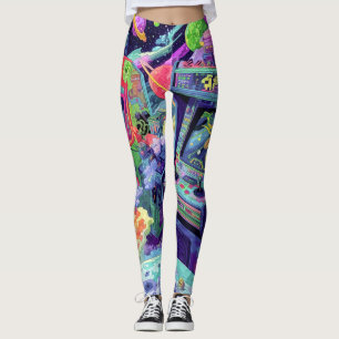 Retro Arcade Machines in Space Leggings