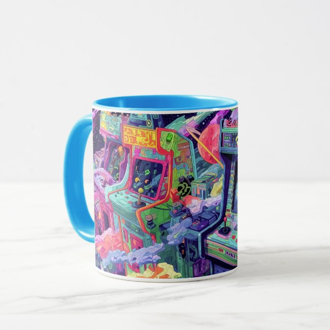 Retro Arcade Machines in Space Mug (Front Left)