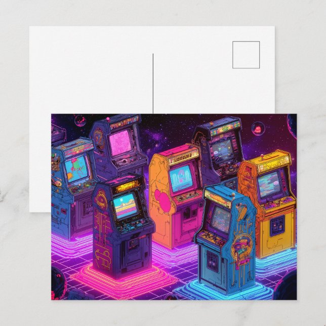 Retro Arcade Machines Postcard (Front/Back)