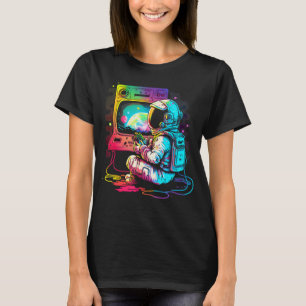 Retro Arcade Planets Universe Gaming Astronaut T-Shirt