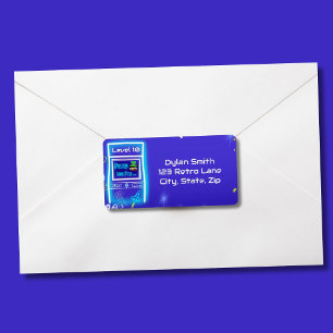 Retro Arcade Power Up Gaming Birthday Party Label