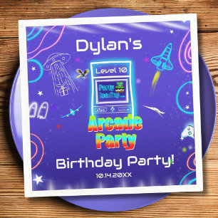  Retro Arcade Power Up Gaming Birthday Party Napkin
