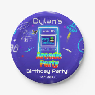  Retro Arcade Power Up Gaming Birthday Party Paper Plate
