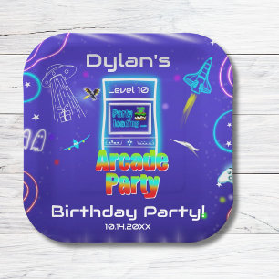  Retro Arcade Power Up Gaming Birthday Party Paper Plate