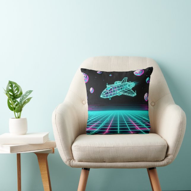 Retro Arcade Space Grid Pillow (Chair)