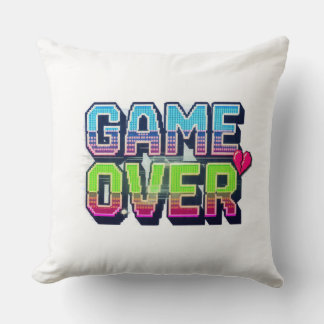 Retro arcade style game over text cushion