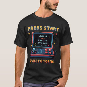 Retro Arcade "Time to Level Up" Pixel Art T-Shirt