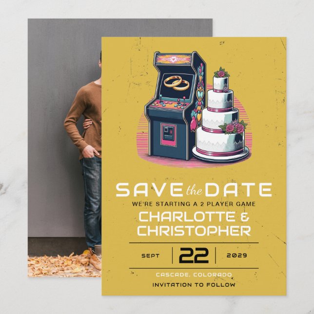 Retro Arcade Wedding Save The Date (Front/Back)