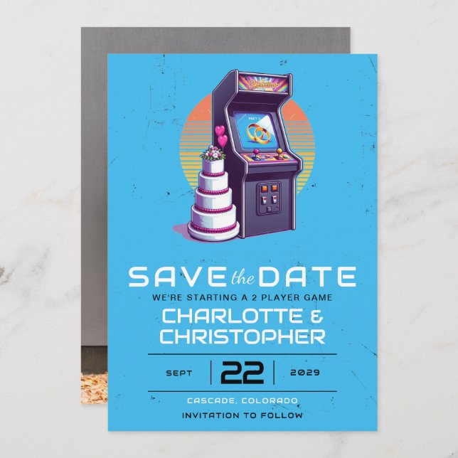 Retro Arcade Wedding Save The Date (Front/Back)