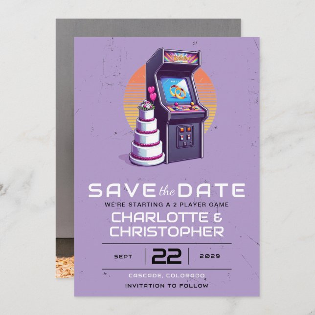 Retro Arcade Wedding Save The Date (Front/Back)