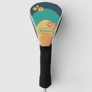 Retro Arch 70s vintage Floral Name Golf Head Cover