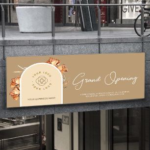Retro Arch Flower Business Logo Grand Opening  Banner
