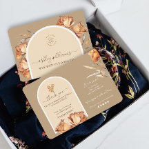 Retro Arch Flower Business Thank You Discount Card