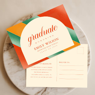 Retro Arch Frame High School Graduation Invitation Postcard