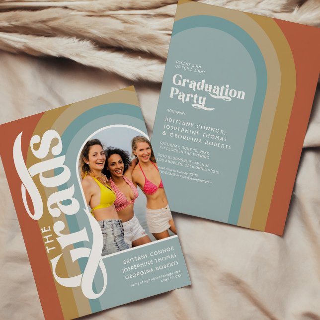 Retro Arch Photo 2025 Joint Graduation Party Invitation (Creator Uploaded)