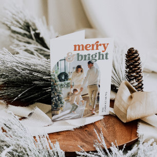 Retro Arch Photo Merry & Bright Holiday Card