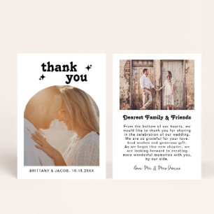 Retro Arch Photo Message Wedding Thank You Card