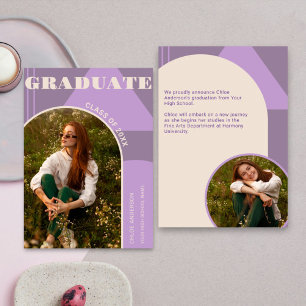 Retro Arch Purple 2 Photo Graduation Announcement