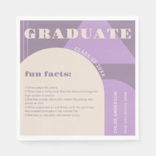 Retro Arch Purple Fun Facts Graduation Napkin