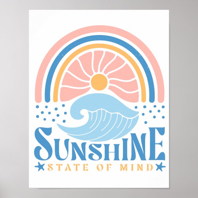 Retro Arch Sun Poster - "Sunshine State of Mind" (Front)
