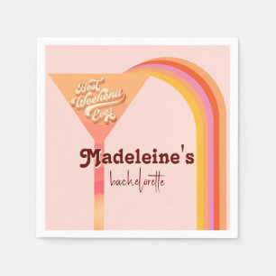 Retro Arch Vintage Sunset Abstract Bachelorette Napkin