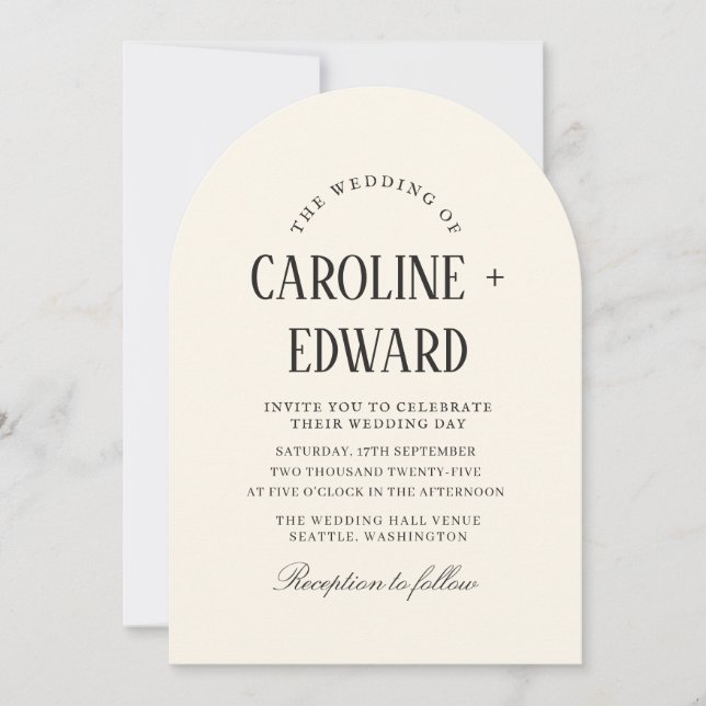 Retro Arched Striped Wedding Invitation (Front)