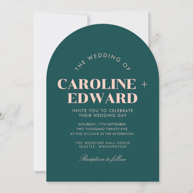 Retro Arched Striped Wedding Invitation (Front)