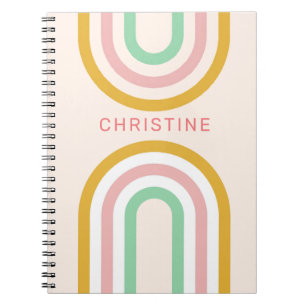 Retro Arched Stripes Pastel Pink Minimal Notebook