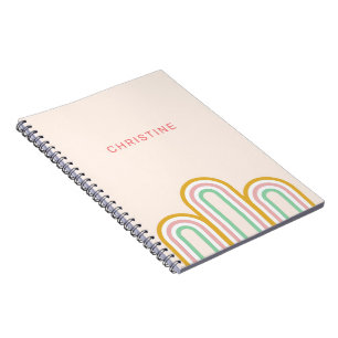 Retro Arched Stripes Pastel Pink Minimal Notebook