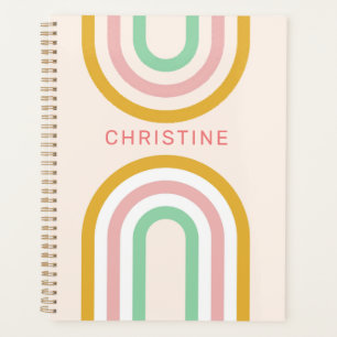 Retro Arched Stripes Pastel Pink Minimal Planner