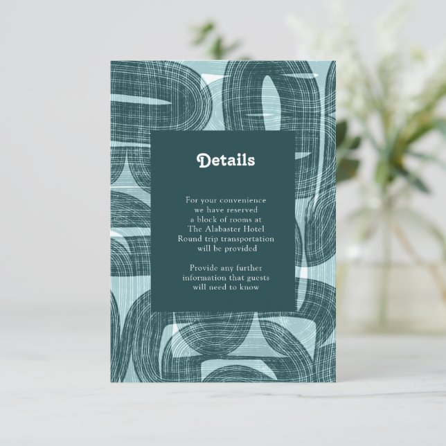 Retro Arches And Bends and Lines Teal Details  Enclosure Card (Standing Front)