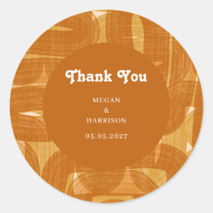 Retro Arches And Bends and Lines Yellow  Classic R Classic Round Sticker