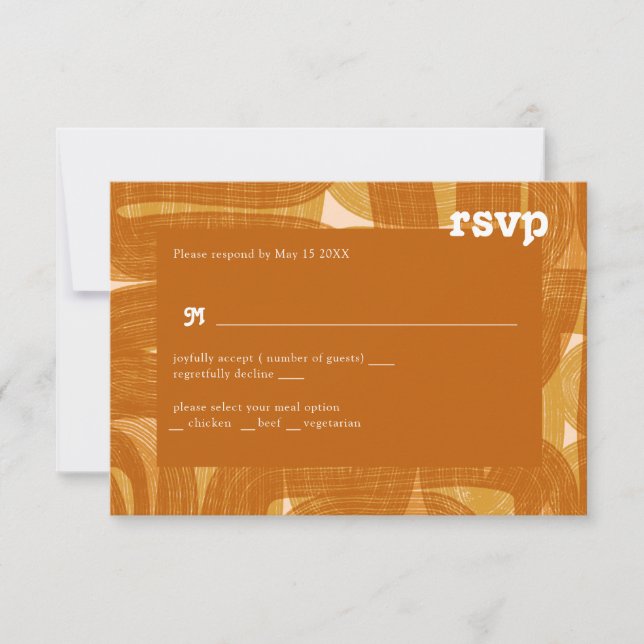 Retro Arches And Bends and Lines Yellow RSVP Card (Front)