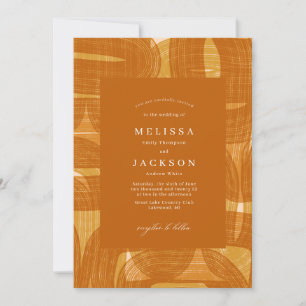 Retro Arches And Bends and Lines Yellow Wedding Invitation