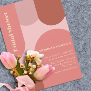 Retro Arches Coral Pink Bridal Shower Invitation