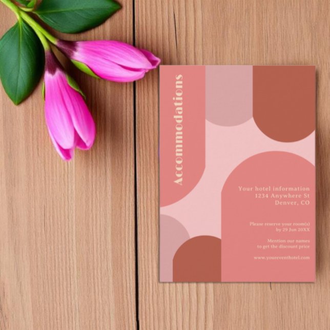 Retro Arches Coral Pink Wedding Accommodations Enclosure Card (Creator Uploaded)