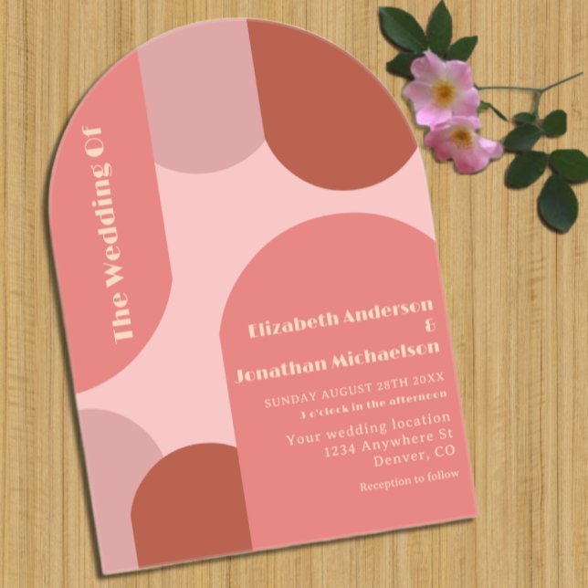 Retro Arches Coral Pink Wedding Acrylic Invitations (Creator Uploaded)