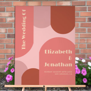 Retro Arches Coral Pink Wedding Acrylic Sign