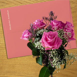 Retro Arches Coral Pink Wedding Envelope