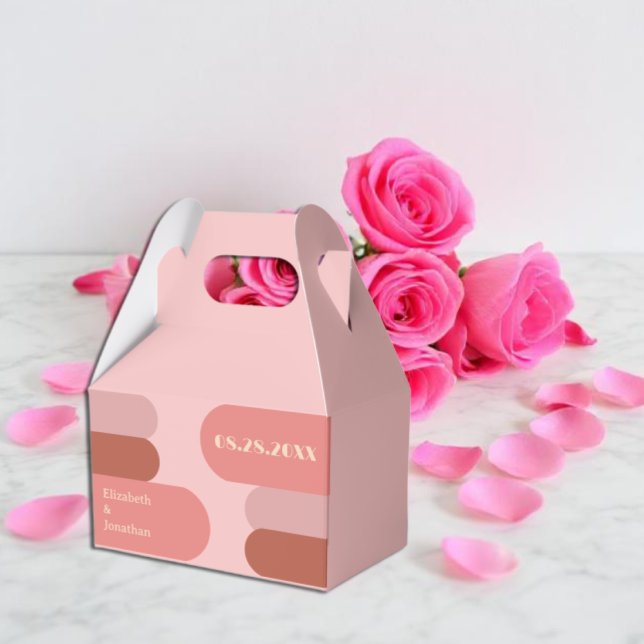 Retro Arches Coral Pink Wedding Favour Box (Creator Uploaded)