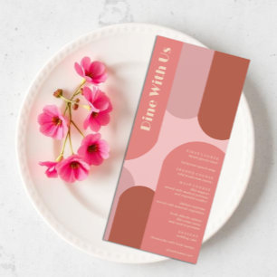 Retro Arches Coral Pink Wedding Menu