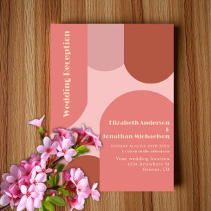 Retro Arches Coral Pink Wedding Reception Invitation
