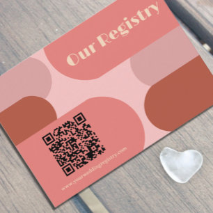 Retro Arches Coral Pink Wedding Registry Enclosure Card