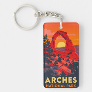 Retro Arches National Park Vintage 70s Key Ring