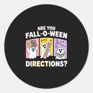 Retro are fall o ween directions teacher halloween classic round sticker